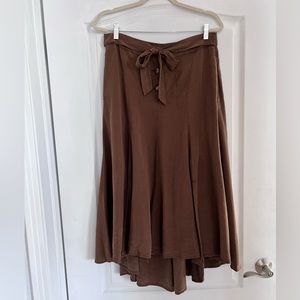Zara Basic Brown double front slit high low Skirt size L